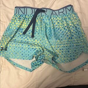 Under Armour Teal and Yellow Athletic Shorts
